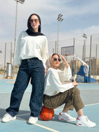 Distressed Balloon Denim