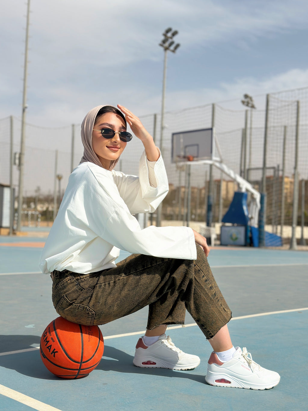 Distressed Balloon Denim