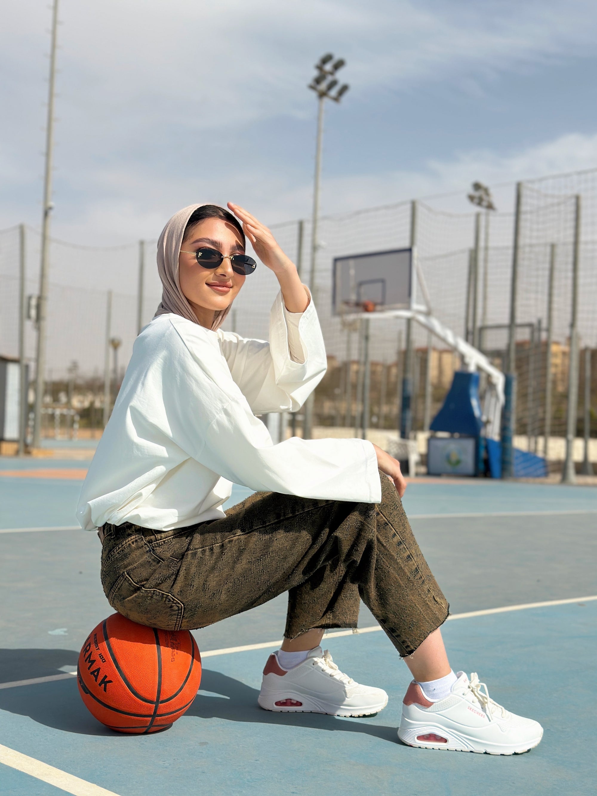 Distressed Balloon Denim