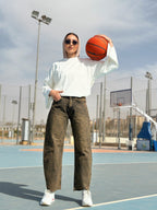 Distressed Balloon Denim