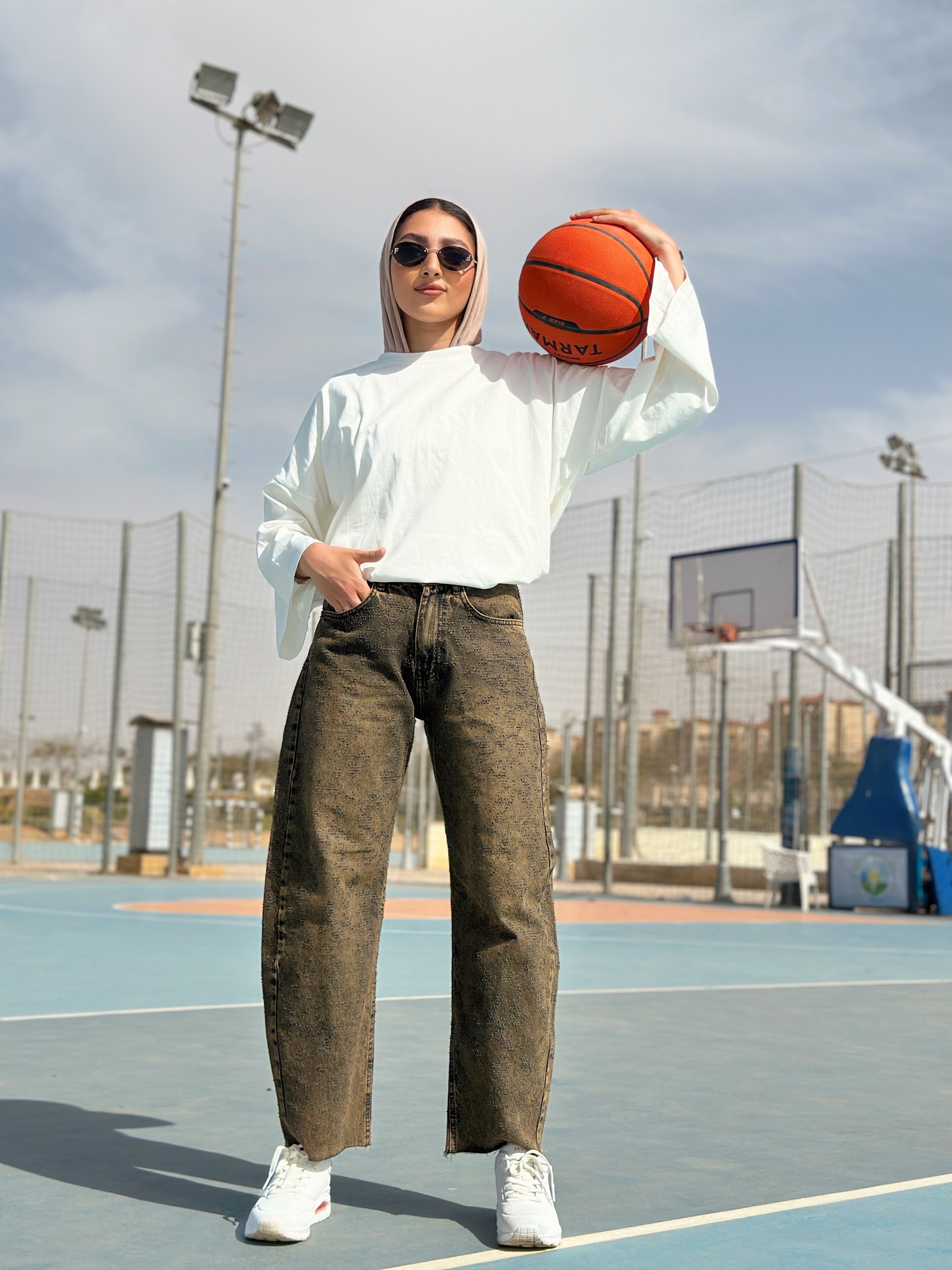 Distressed Balloon Denim