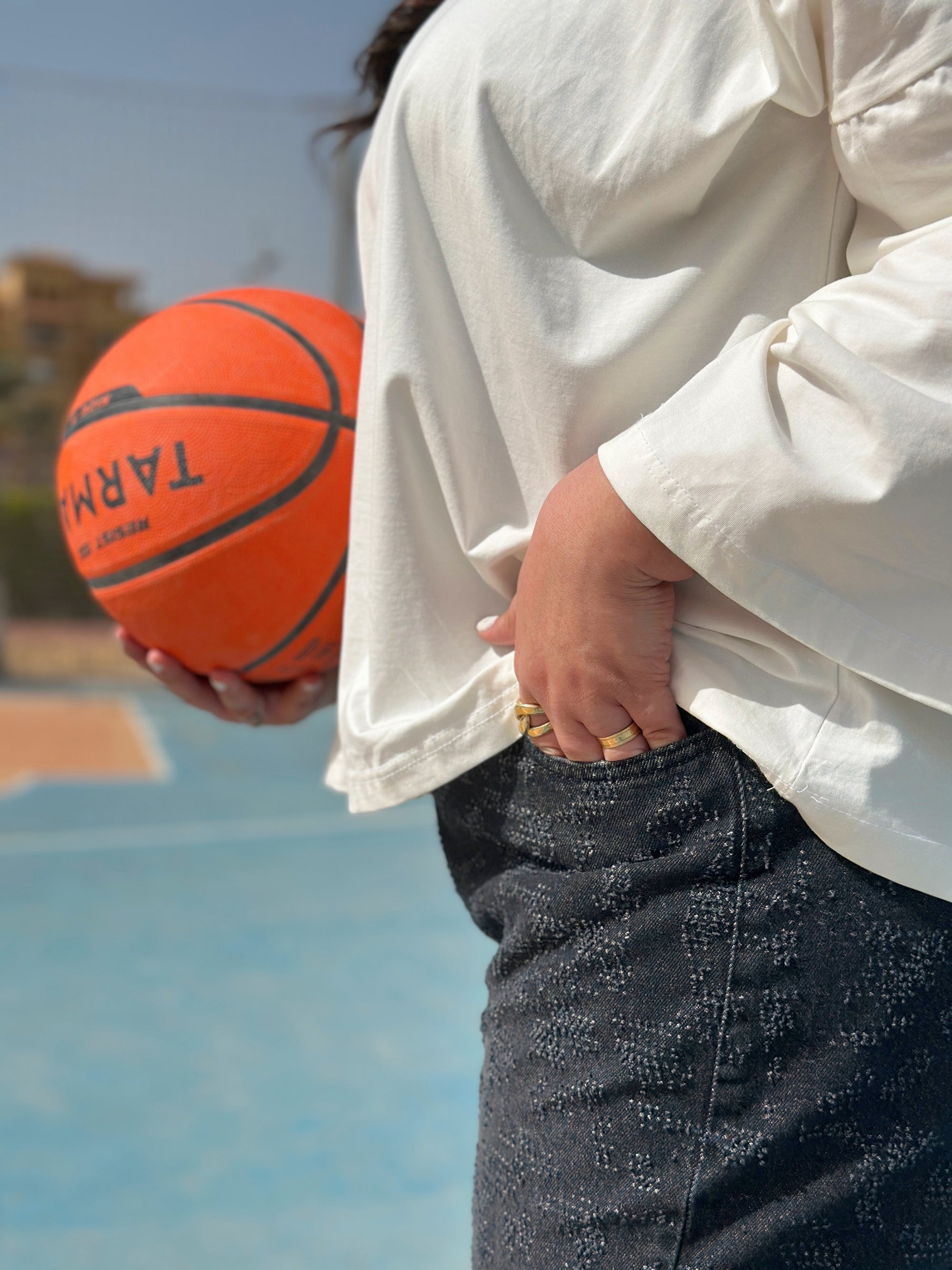 Distressed Balloon Denim
