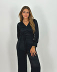 Shimmering Wrap Set Top Black