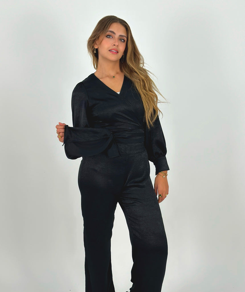 Shimmering Wrap Set Pants Black