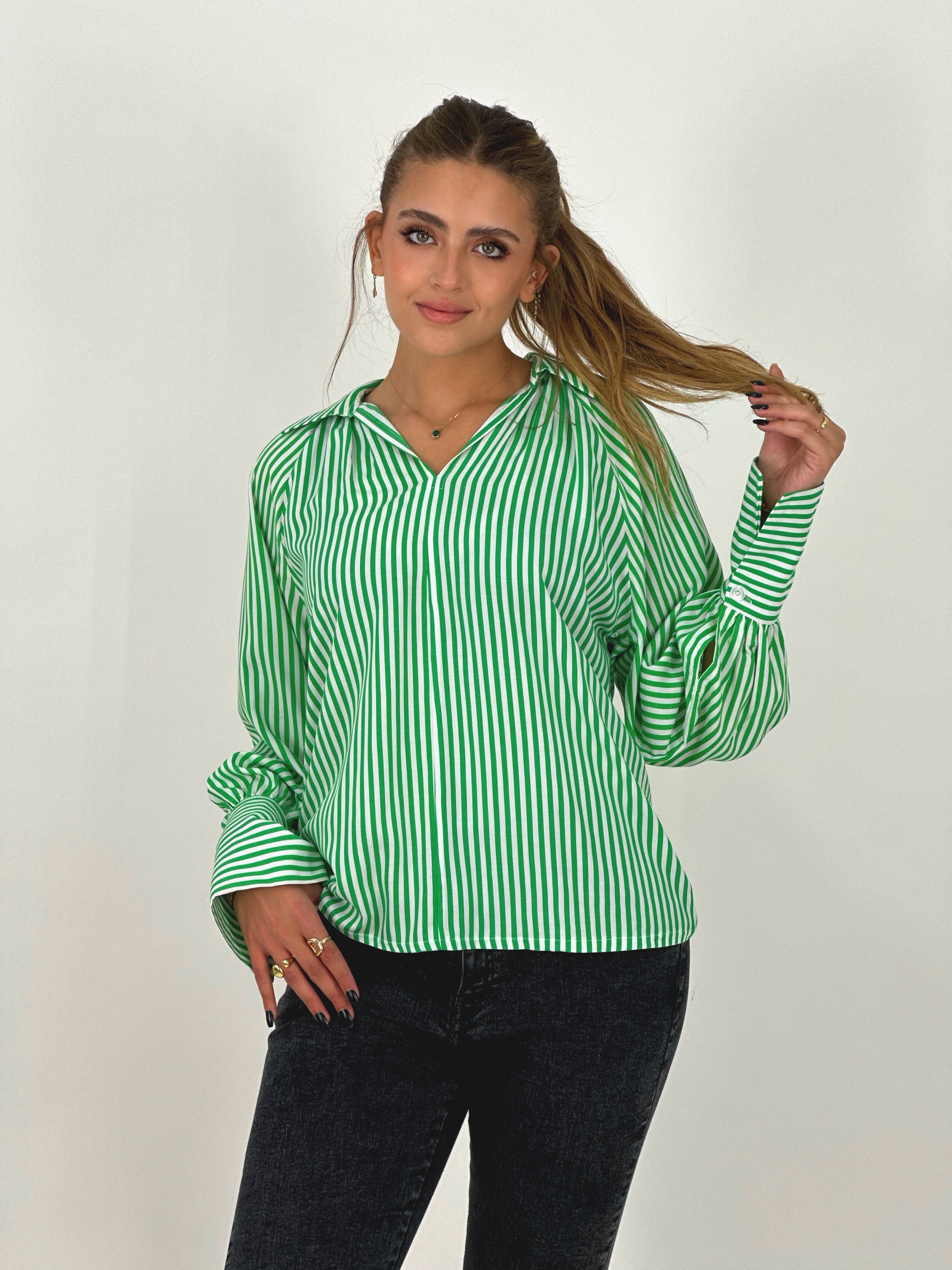 Strippy Cotton Blouse