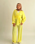 Shimmering Wrap Set Top Yellow