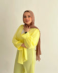 Shimmering Wrap Set Top Yellow