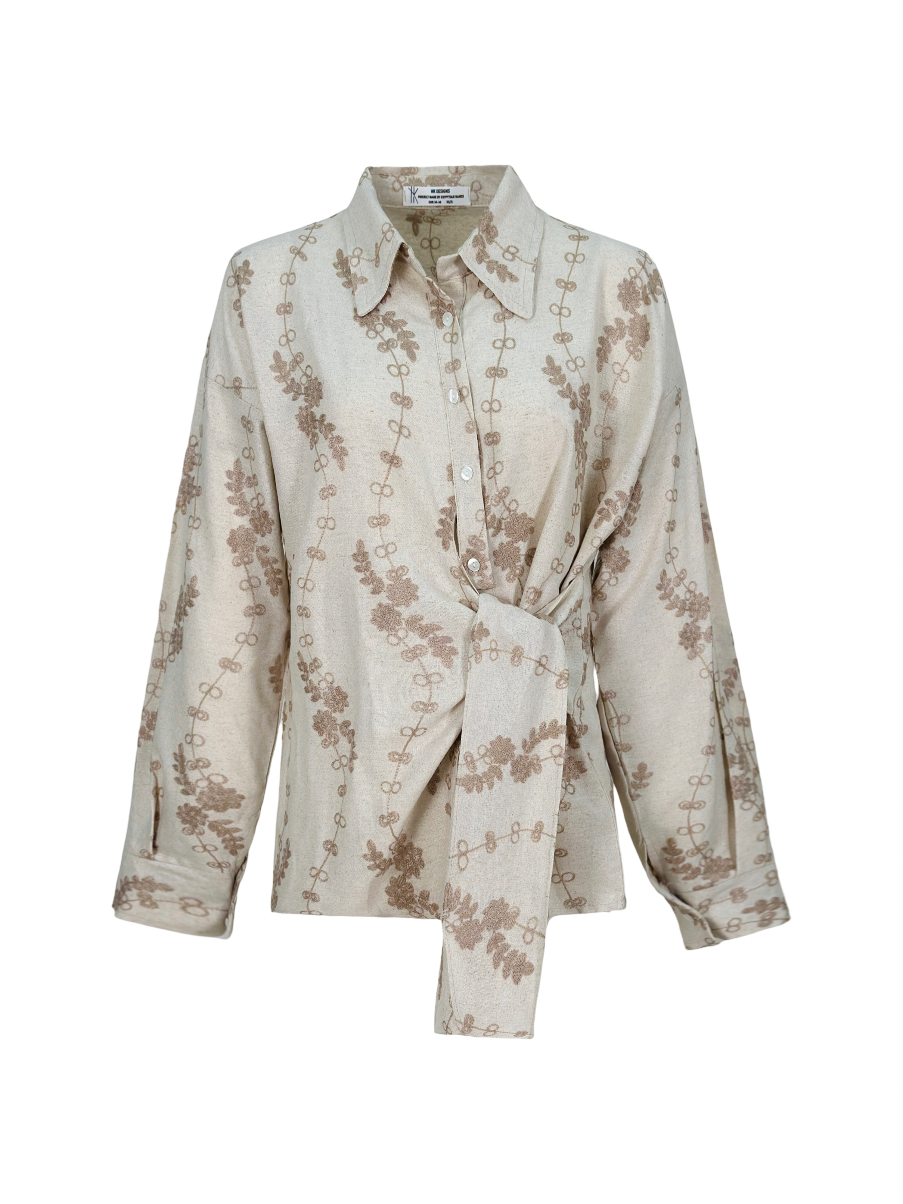 Embroidered Wrap Shirt