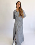 Wrap Drapes Linen Dress Heather Grey