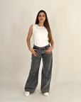 New Basic Wide Pants Silver Smoke