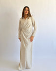 Wrap Drapes Linen Dress Oatmeal