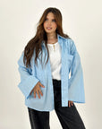 Oversized Pockets Shirt Baby Blue