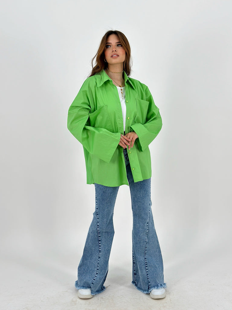 Oversized Pockets Shirt Electric Green