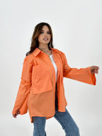 Oversized Pockets Shirt Peach