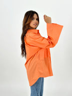 Oversized Pockets Shirt Peach