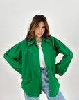 Oversized Pockets Shirt Green