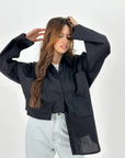 Oversized Pockets Shirt Black