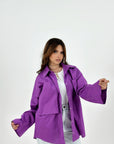 Oversized Pockets Shirt Purple