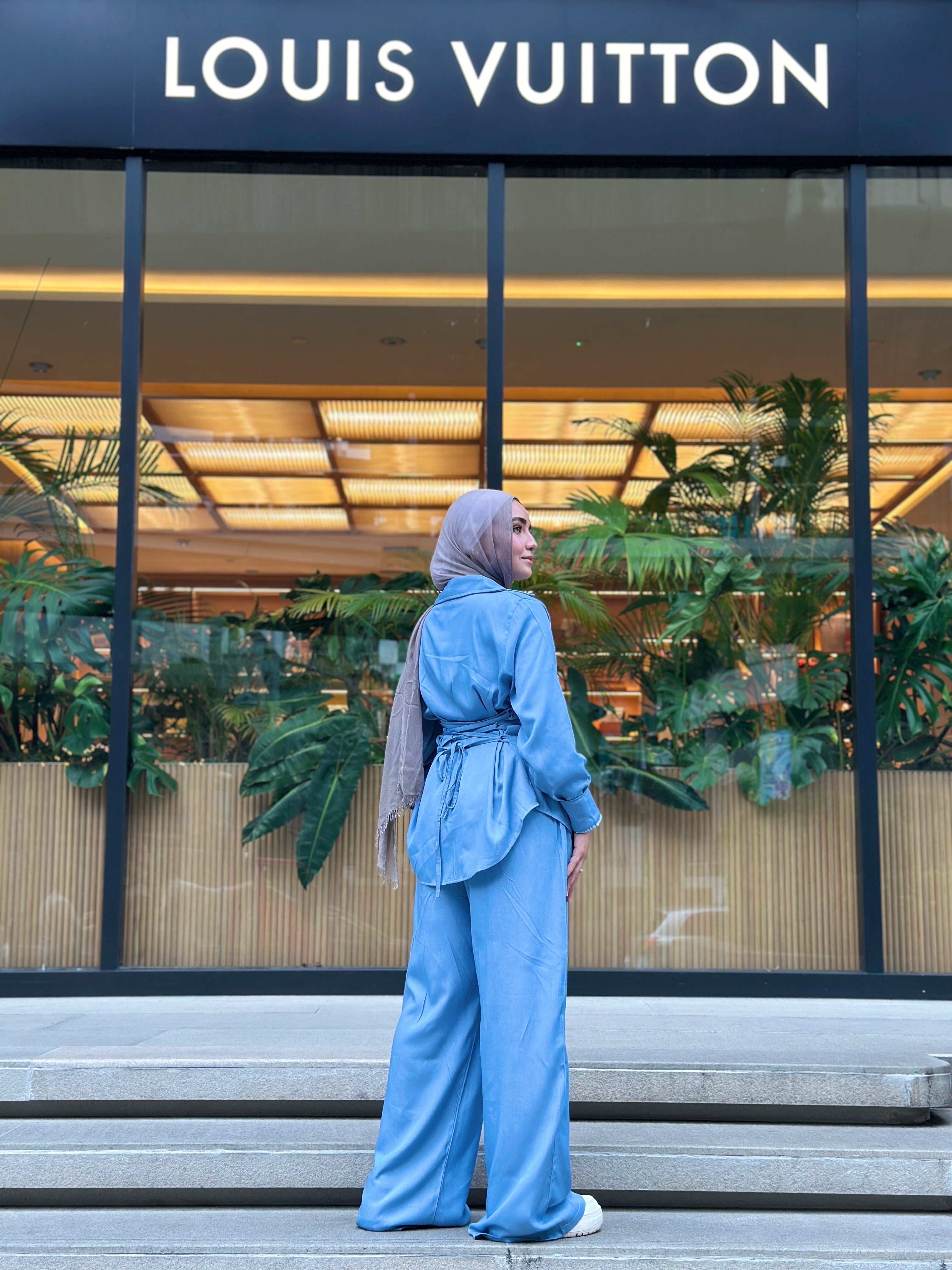 Shiny Denim Set Shirt