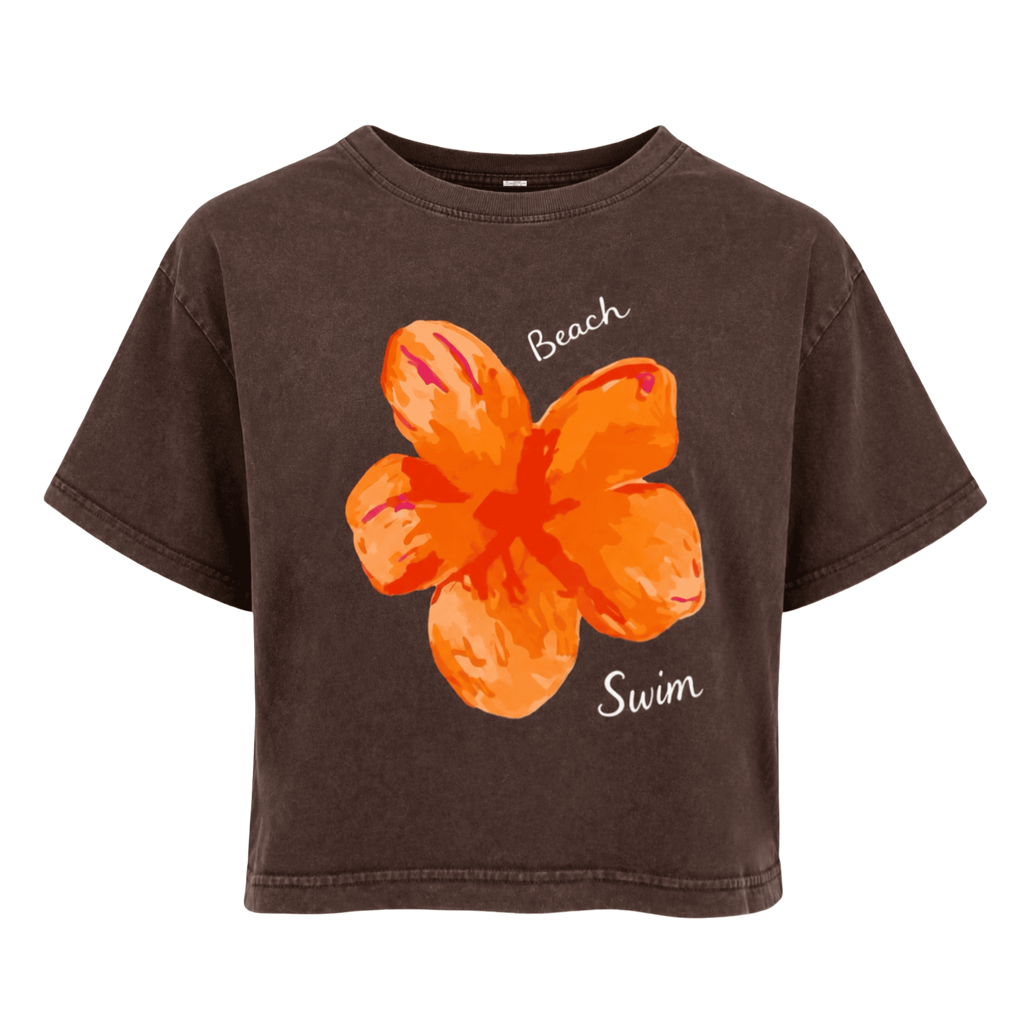 Orange Flowers Half T-Shirt