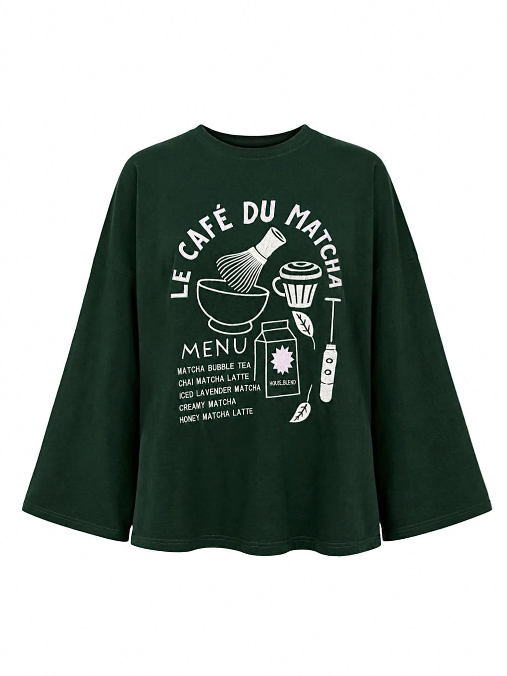 Le Cafe du Matcha Embroidered T-Shirt