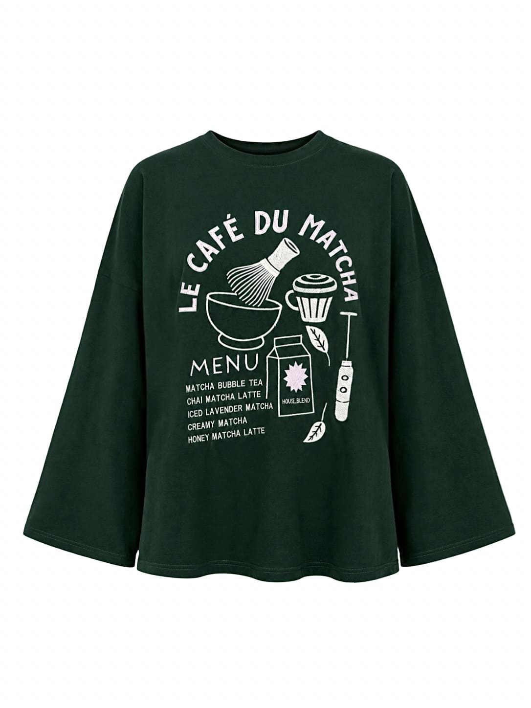 Le Cafe du Matcha Embroidered T-Shirt