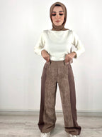 Two Tone Wide Pants Sand