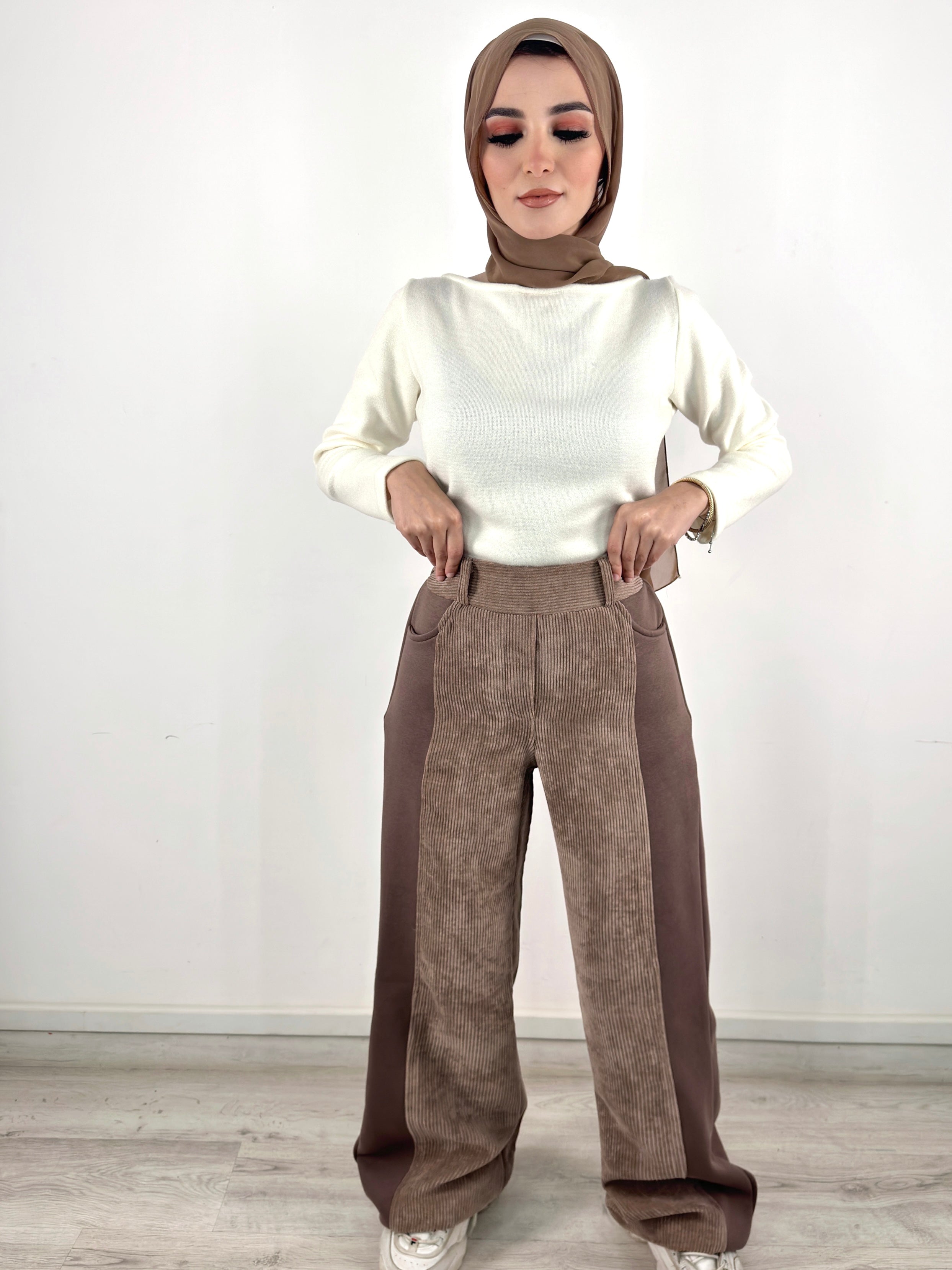Two Tone Wide Pants Sand