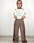 Two Tone Wide Pants Sand