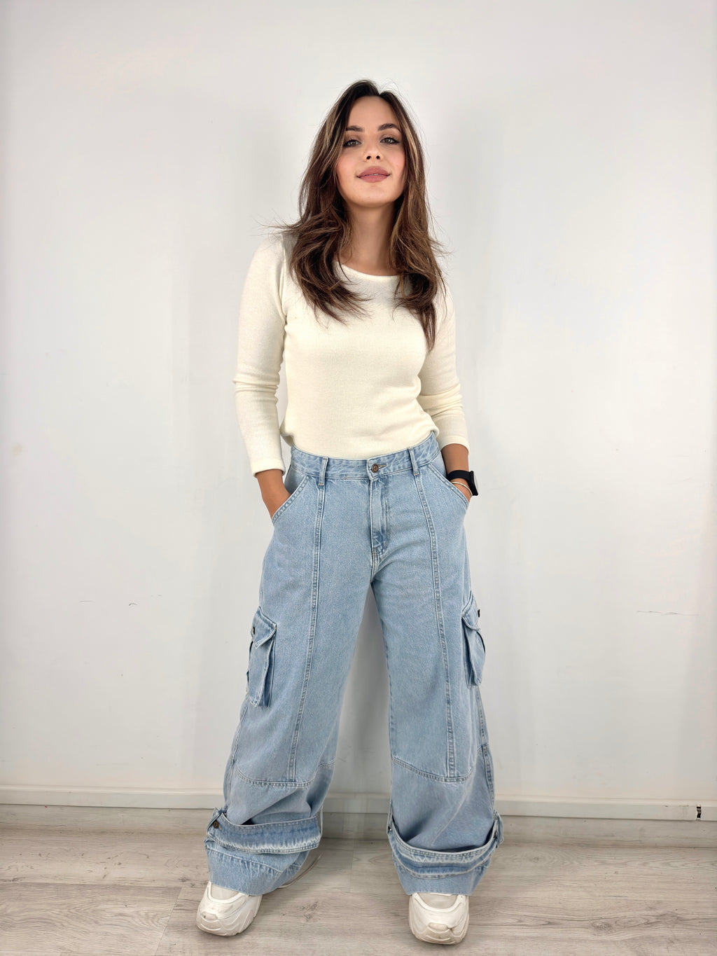 Basic cropped Knit Top Cream