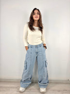 Basic cropped Knit Top Cream