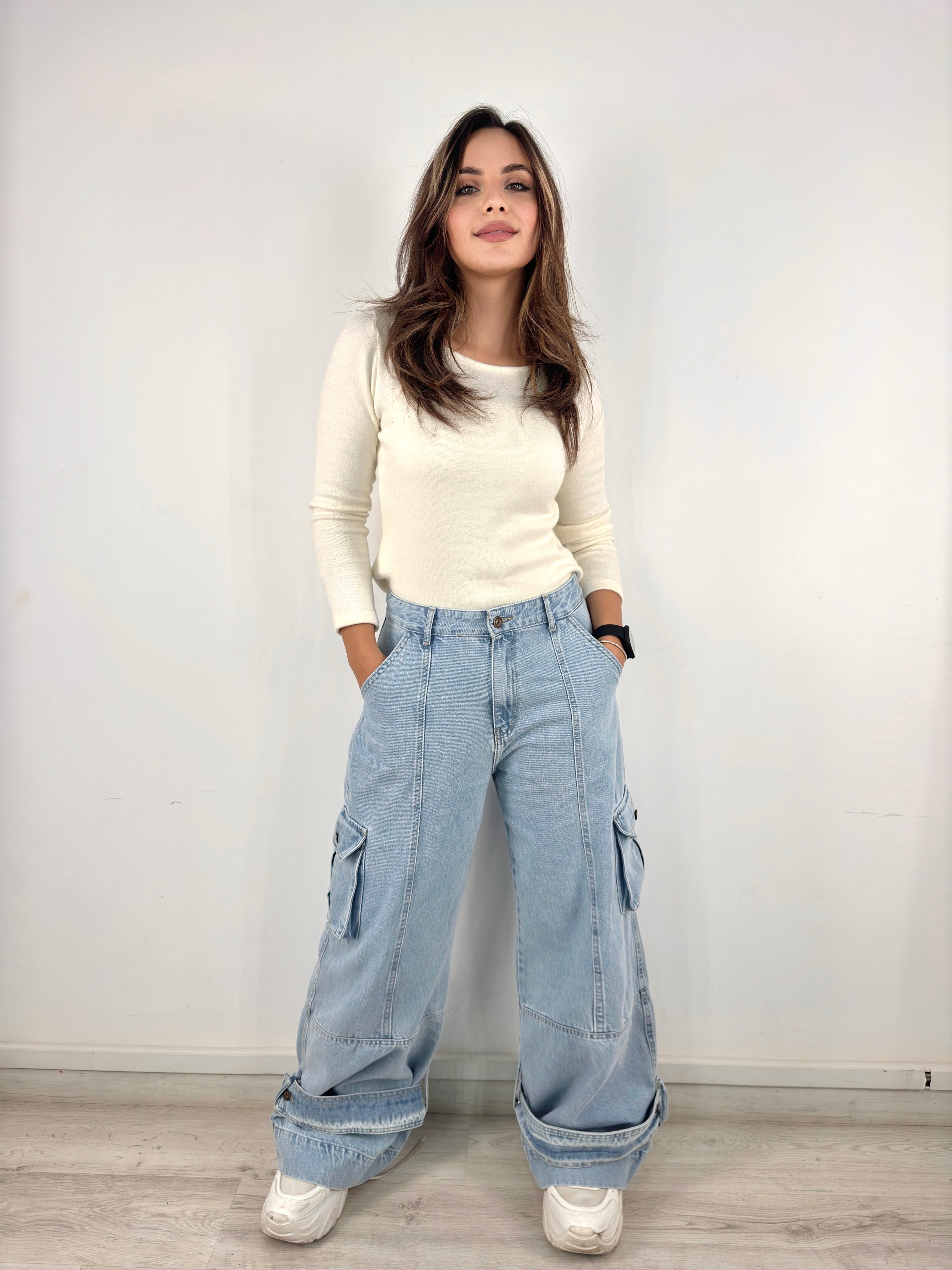 Basic cropped Knit Top Cream
