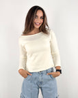 Basic cropped Knit Top Cream