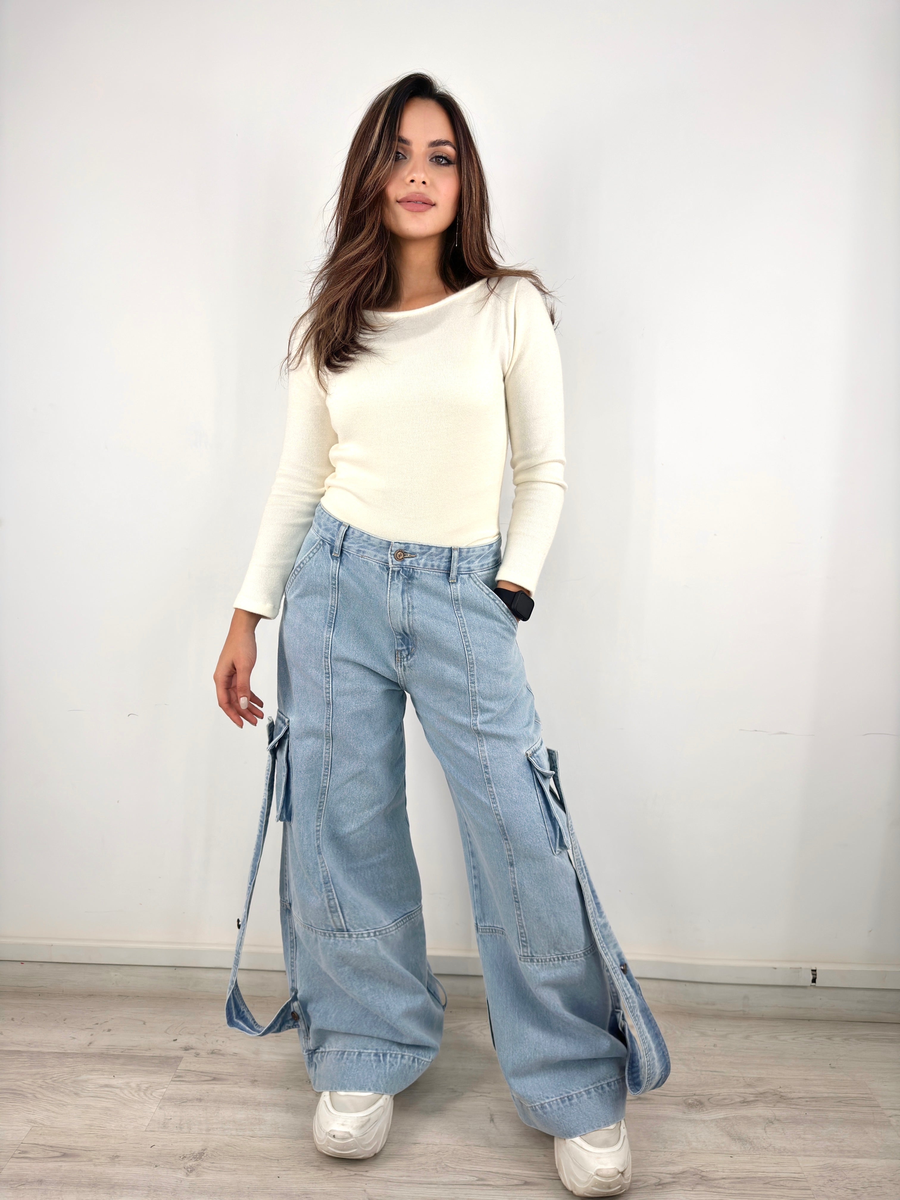 Basic cropped Knit Top Cream