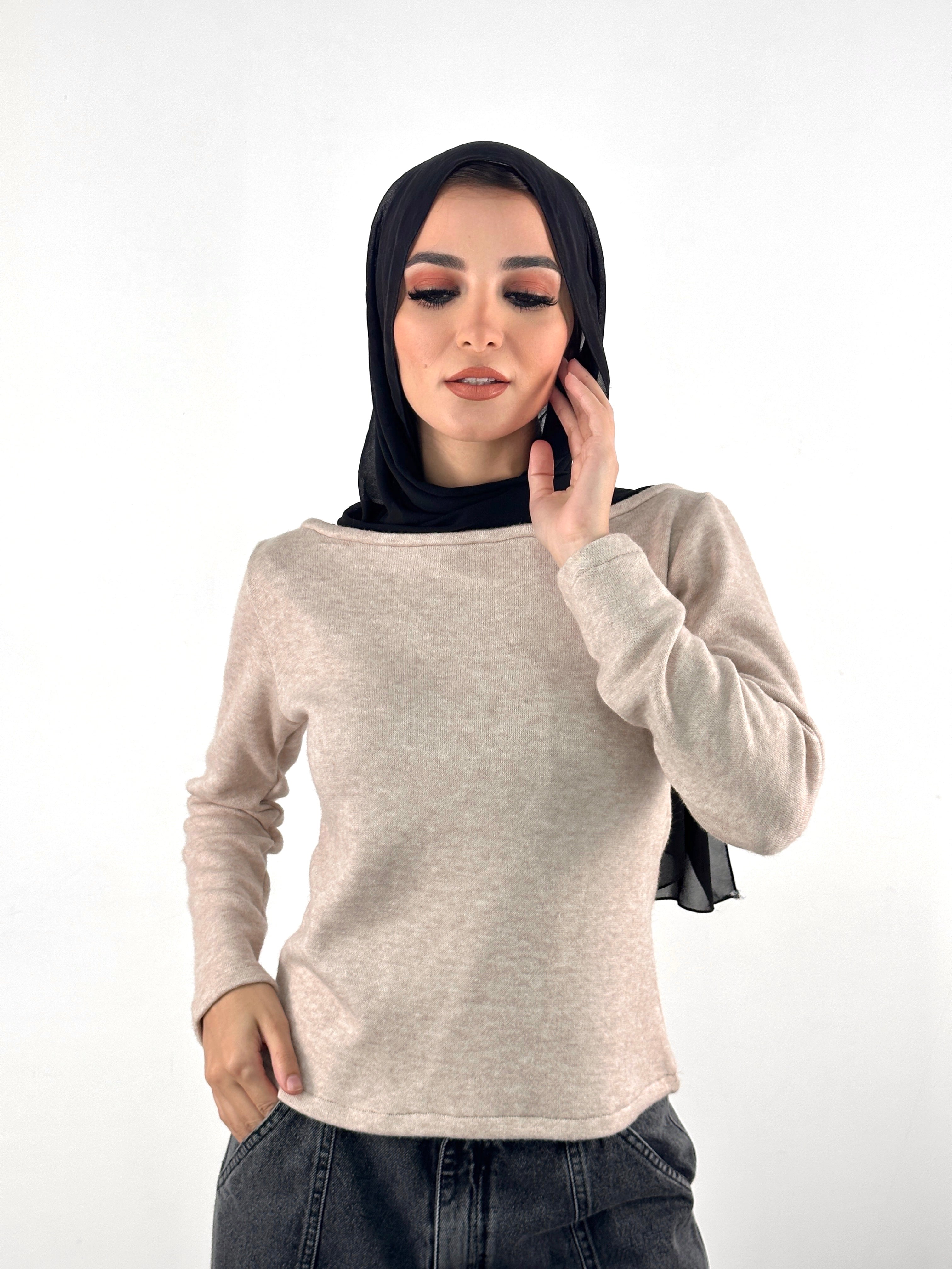 Basic cropped Knit Top Latte