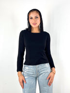 Basic Cropped Knit Top Black