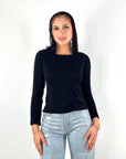 Basic Cropped Knit Top Black