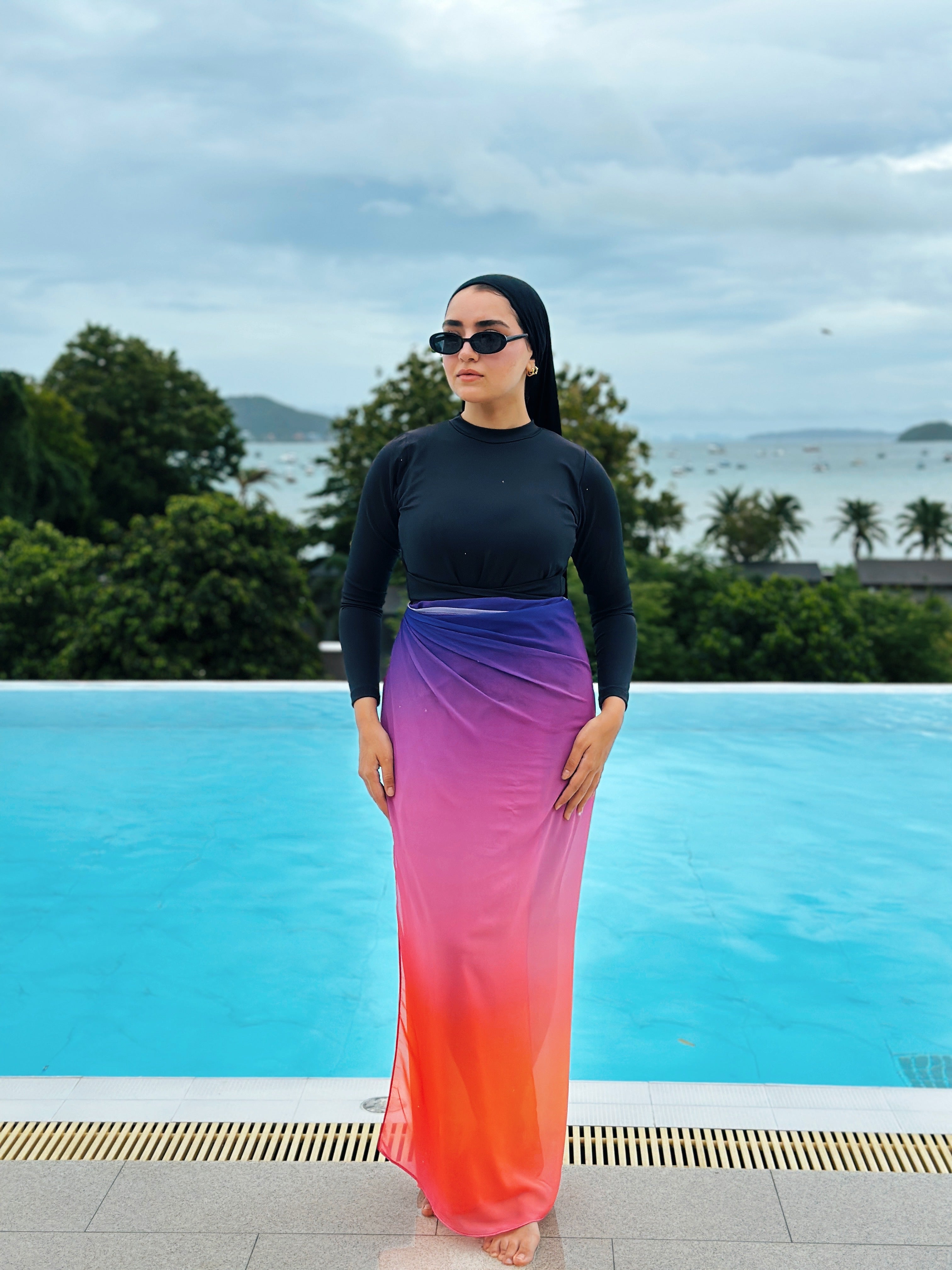 Bahamas Sunset Ruffled Cover up