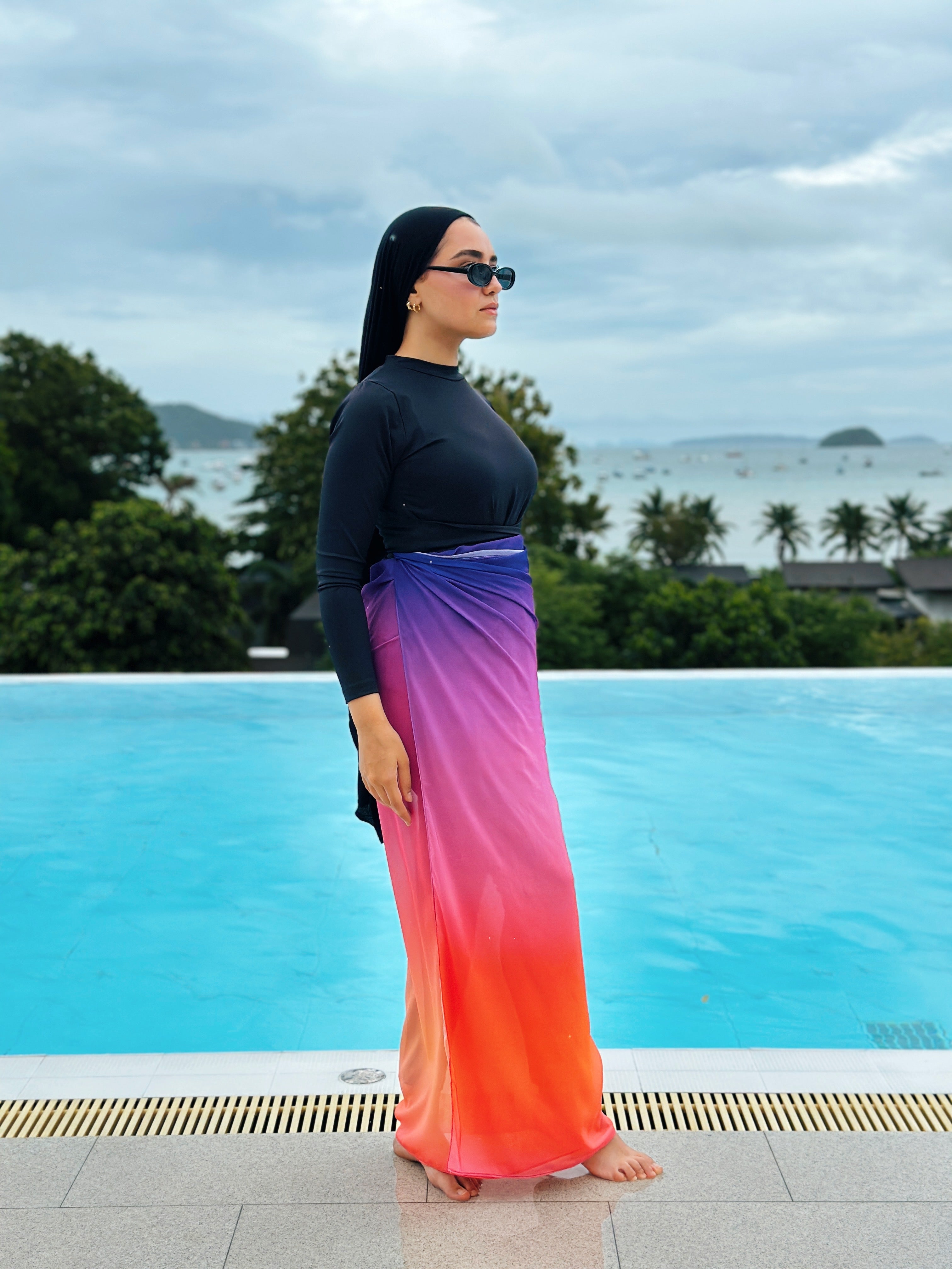 Bahamas Sunset Ruffled Cover up