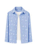 Stripes Floral Oversized Shirt