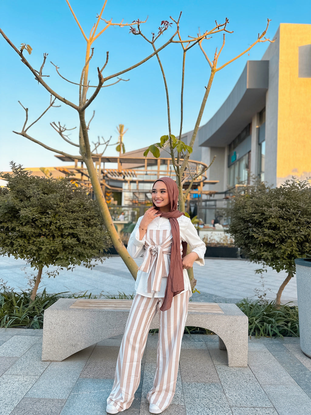 Stripy Ribbon Set Pants