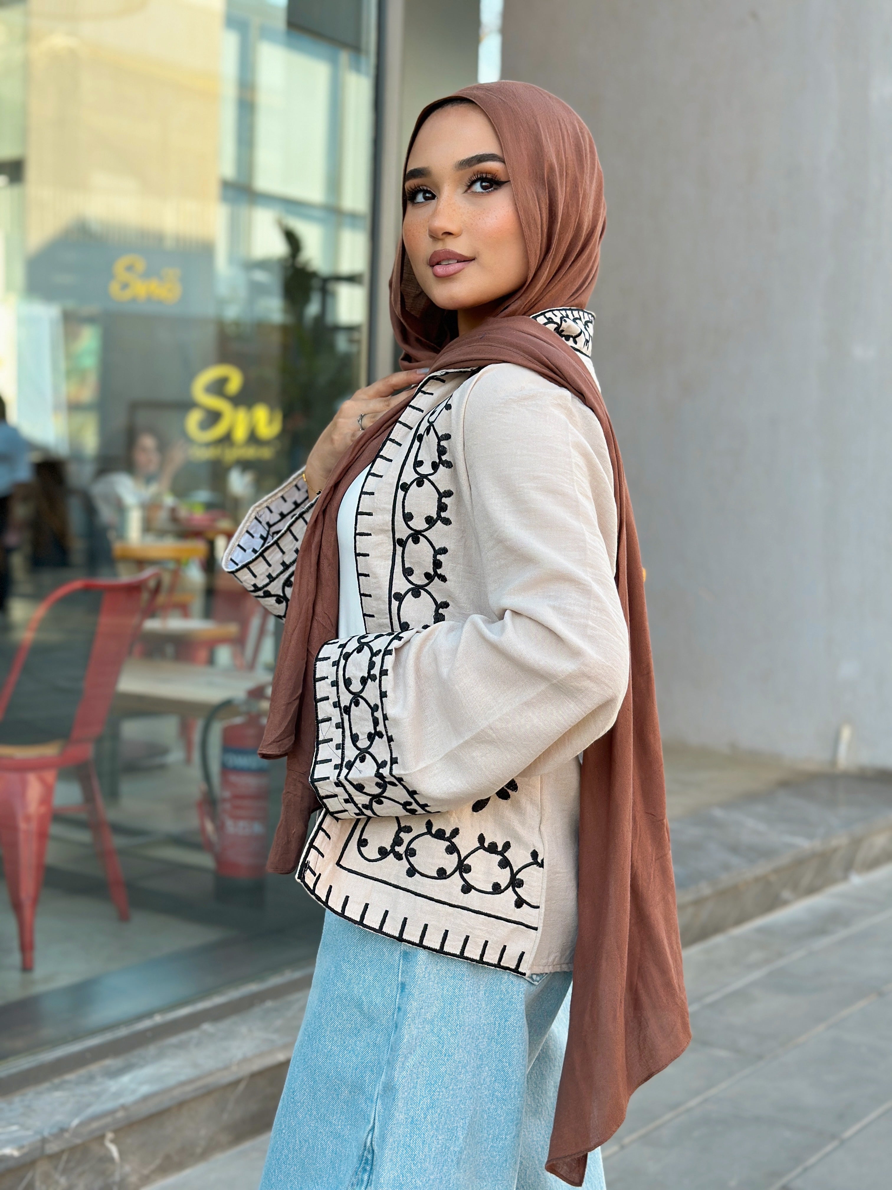 Little India Embroiderd Cardigan Beige