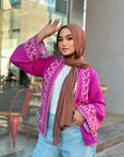 Little India Embroiderd Cardigan Boysenberry