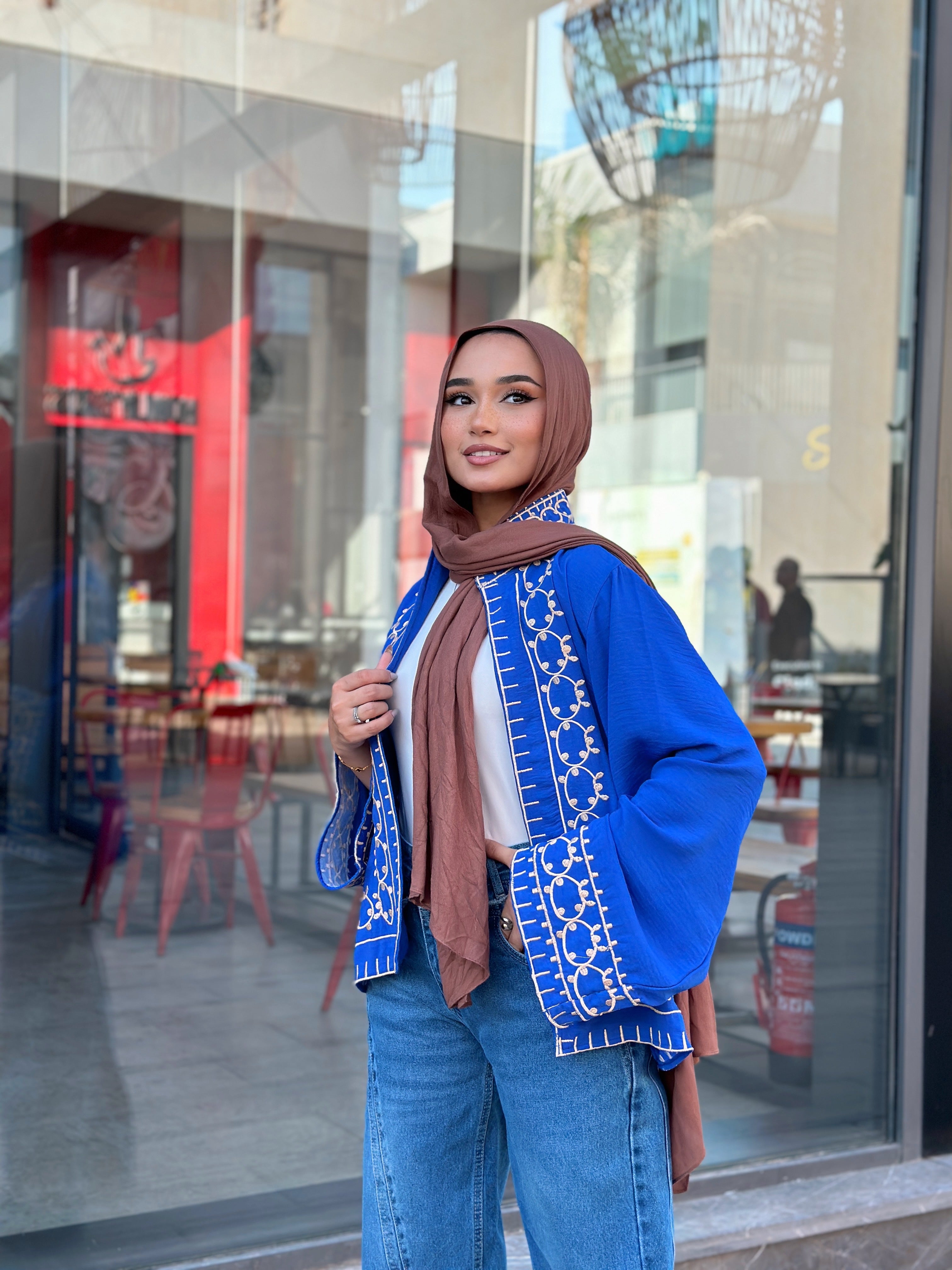 Little India Embroiderd Cardigan Royal Blue