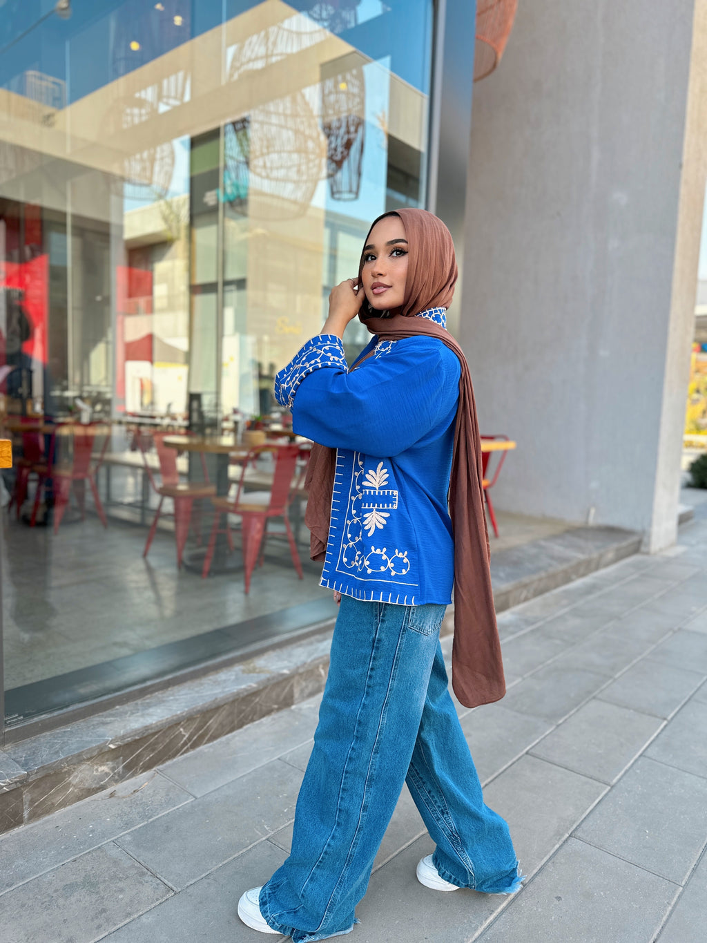 Little India Embroiderd Cardigan Royal Blue