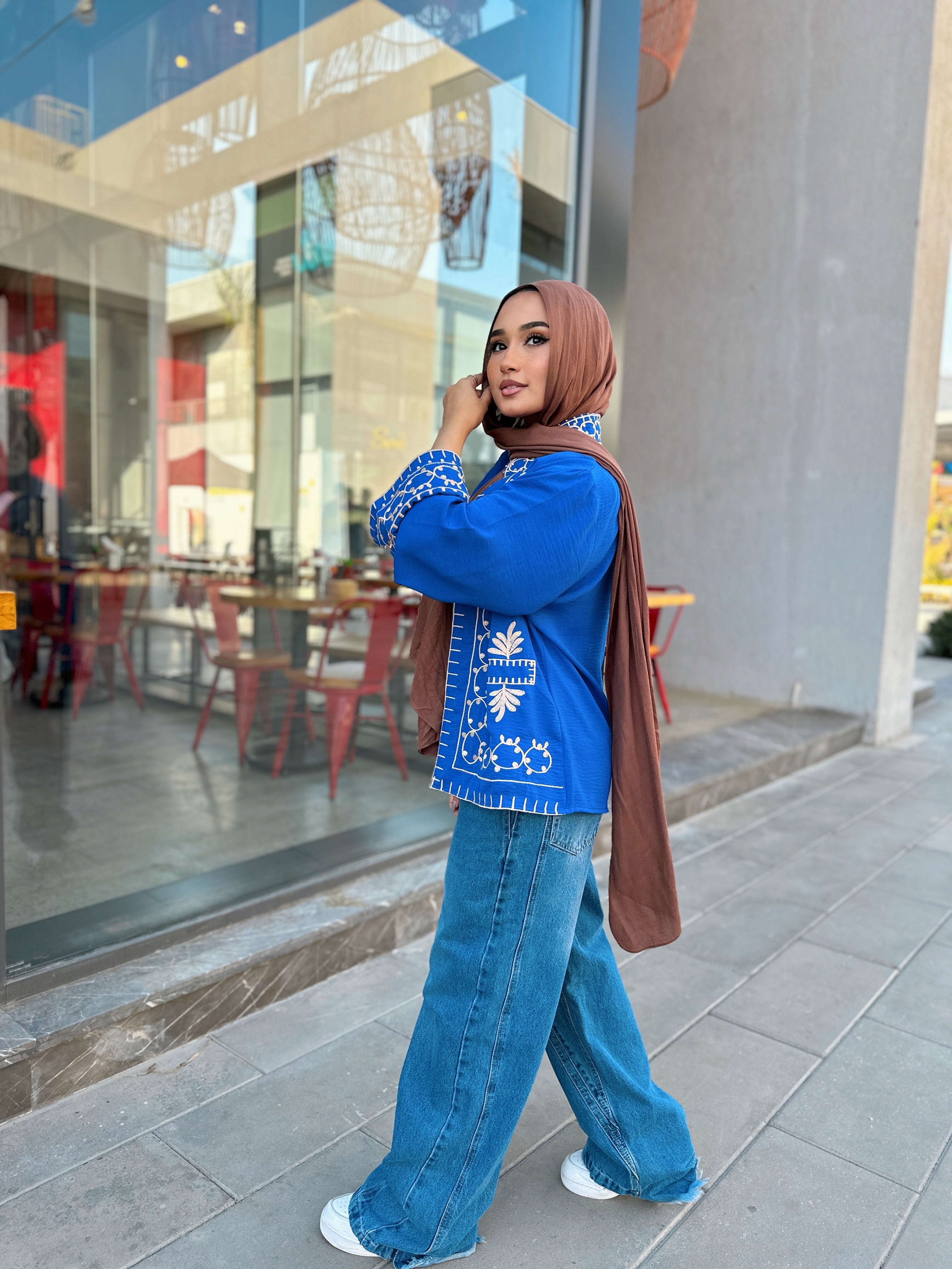 Little India Embroiderd Cardigan Royal Blue