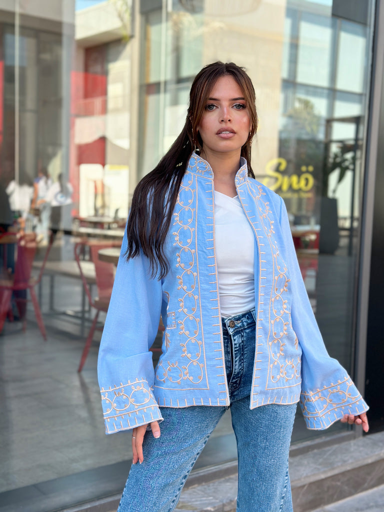 Little India Embroiderd Cardigan Baby Blue