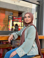 Little India Embroiderd Cardigan Olive