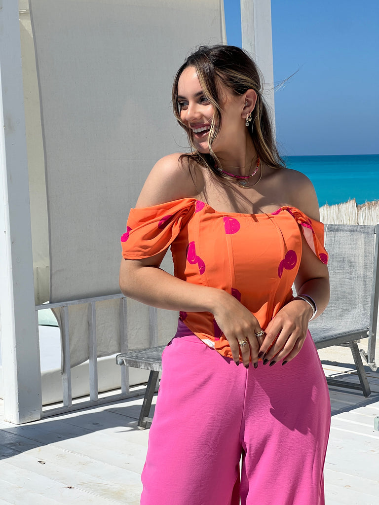 Dotty Orange Corset