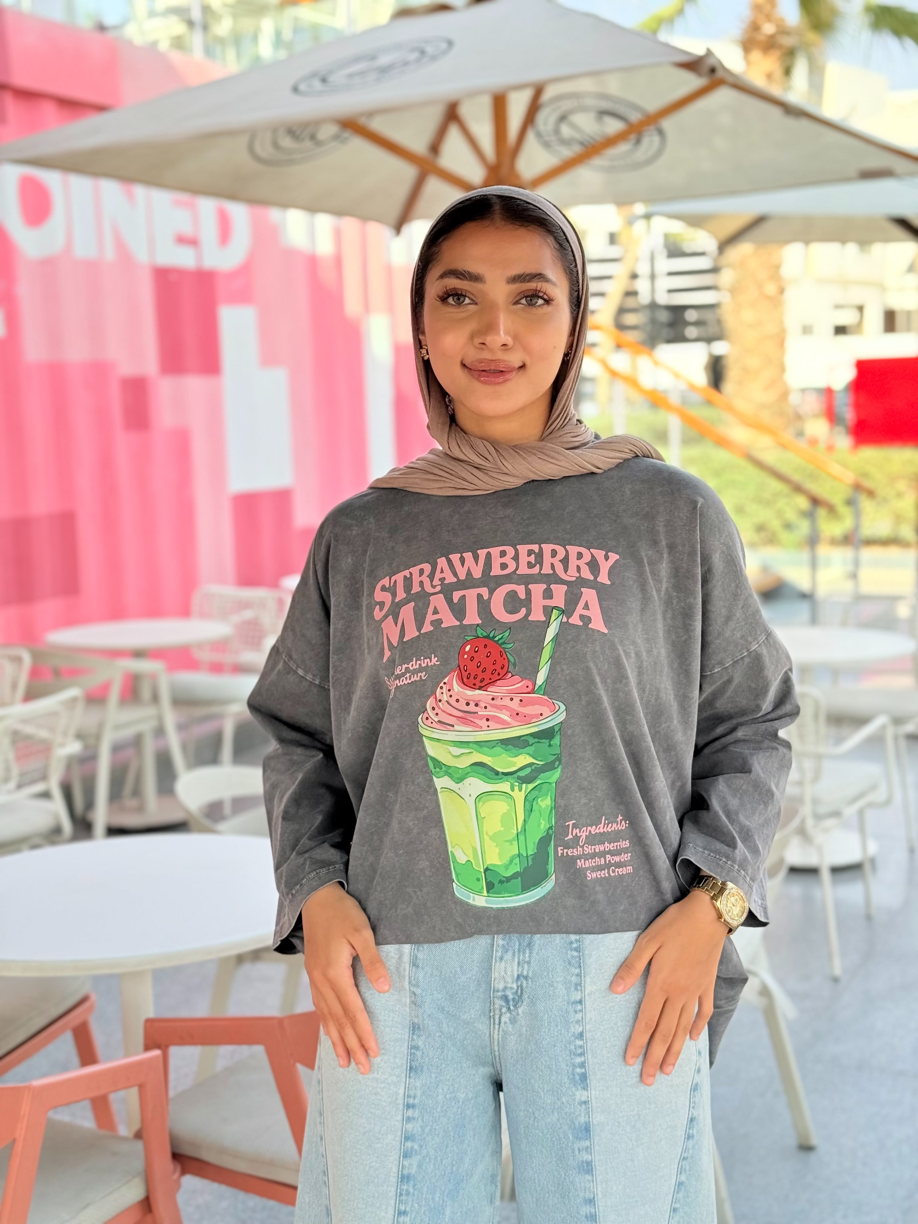 Strawberry Matcha Long T-Shirt